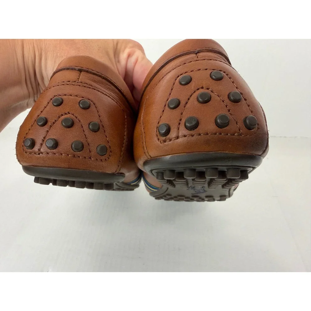 Polo Ralph Lauren Loafers Wessel Leather 9D Tan Brown Preppy Buckle Drivers